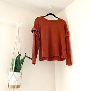 Rust Ruffle Sleeve Tee